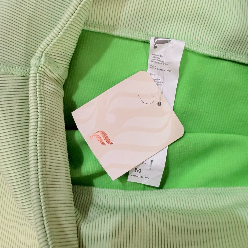 Fabletics Ribbed High Rise Melon Green Leggings - Picture 4 of 5